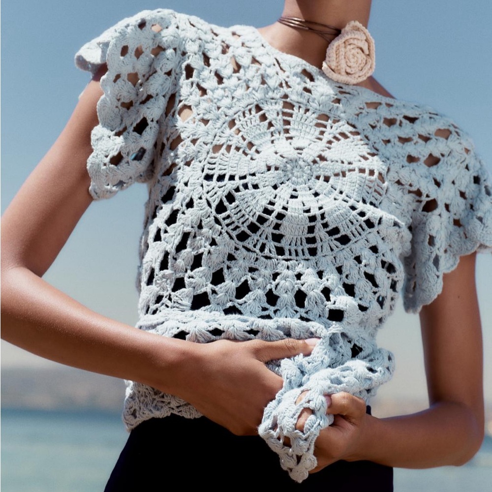 ZARA CROCHET KNIT TOP - Picture 3 of 3